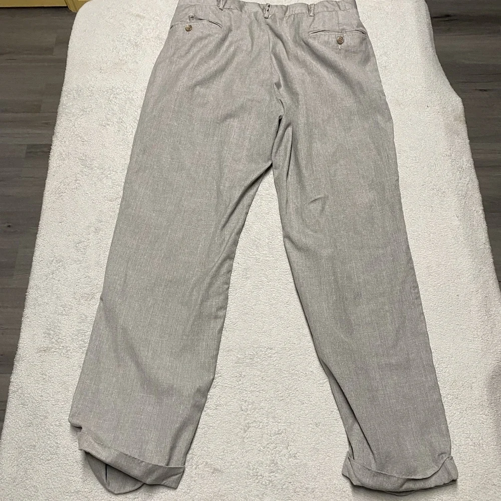 Vintage Polo Ralph Lauren Wool Pants Mens 36x29.5 Gray Cuffed Made In Italy